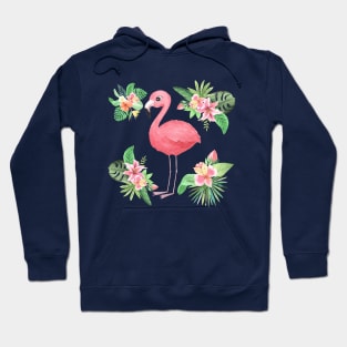 Cute Pink Flamingo Tropical Flowers Hoodie